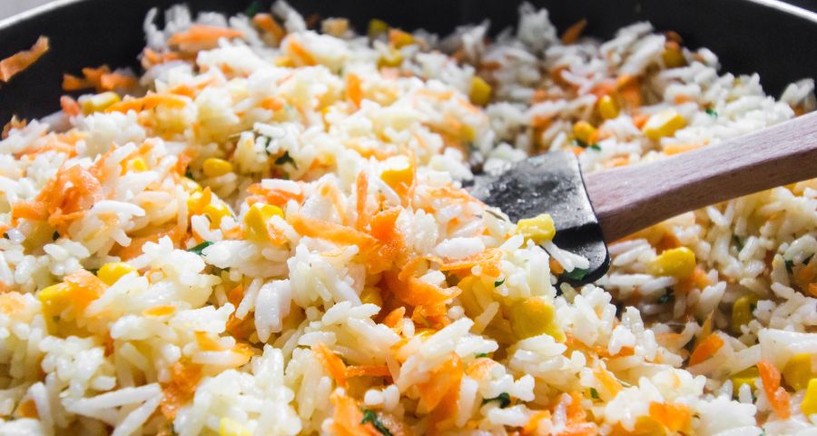 Rice Dish in Black Pan